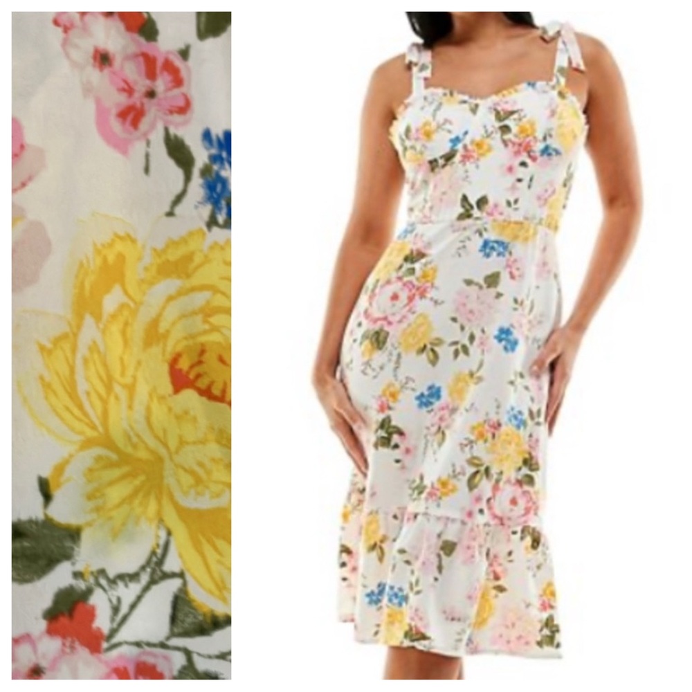 Juniors' Lily Rose Formal Tie-Shoulder Molded Cup Midi Dress Size Large NWT